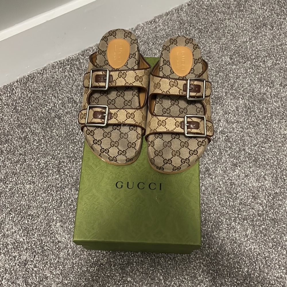 Gucci- Canvas - Mens Slide Sandal With Straps